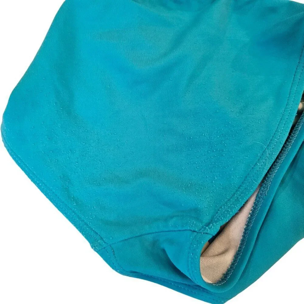 Gymboree Girls Size 7 Swimsuit Teal Blue Mosaic Tankini 2 Piece Skirted Swim Set